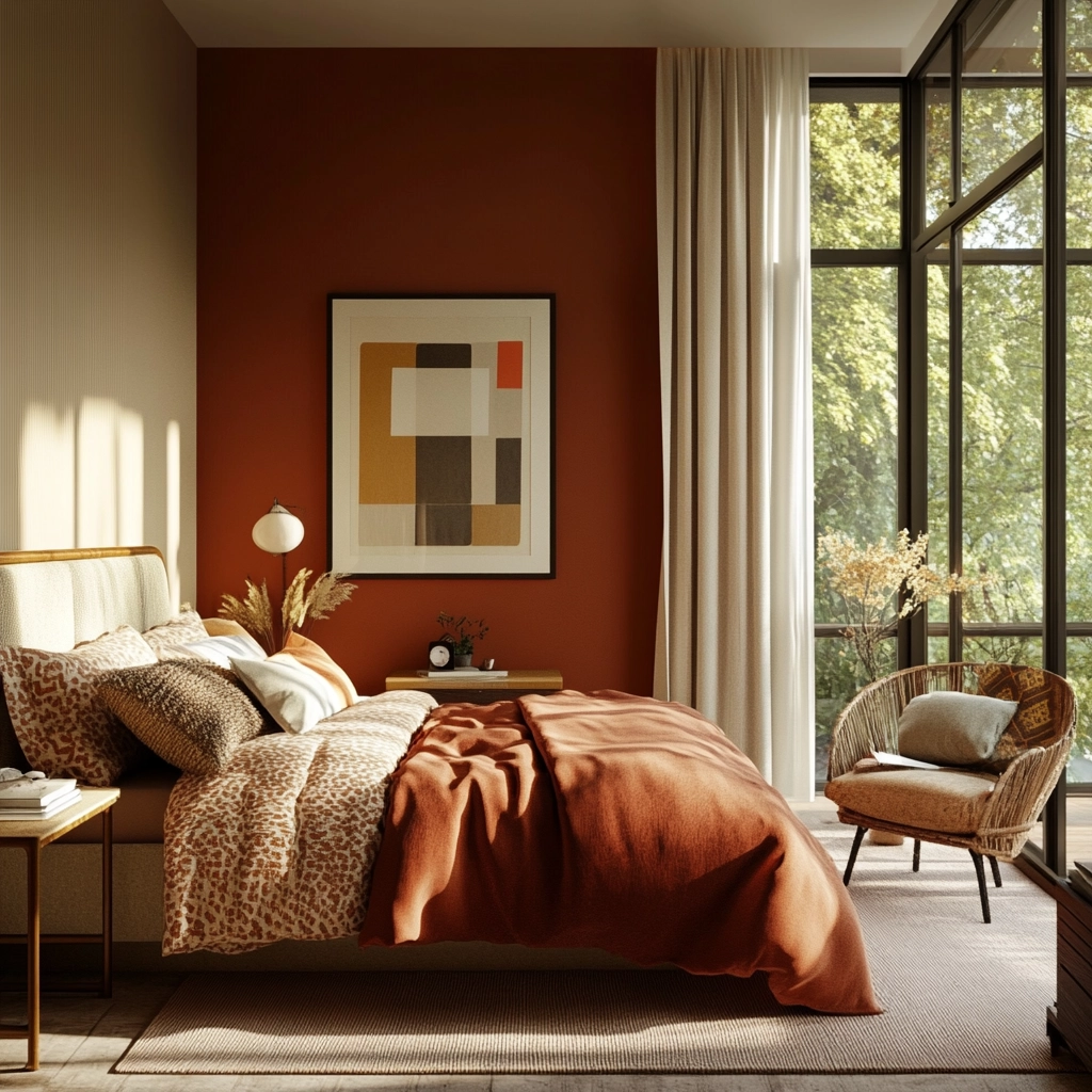 rust and beige bedroom 78