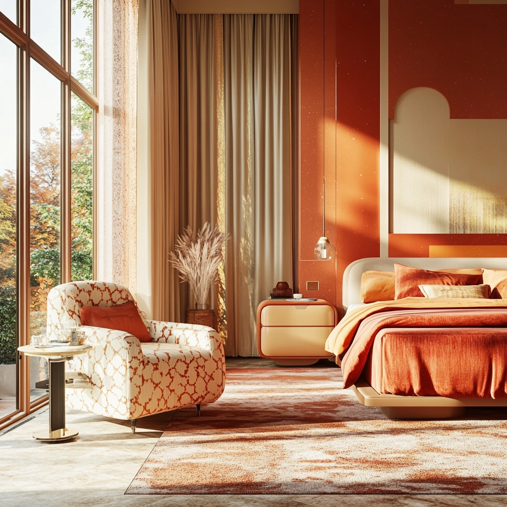 rust and beige bedroom 79