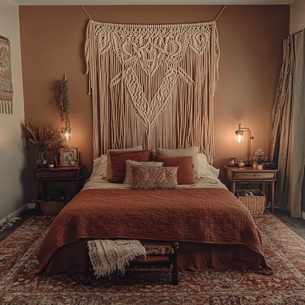 rust and beige bedroom 8