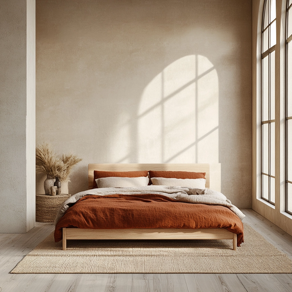 rust and beige bedroom 9