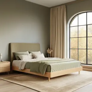 sage green gray and beige bedroom 1