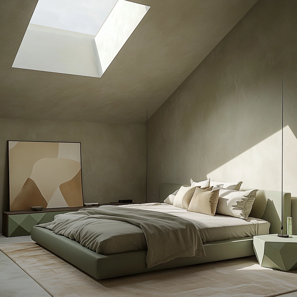 sage green gray and beige bedroom 10