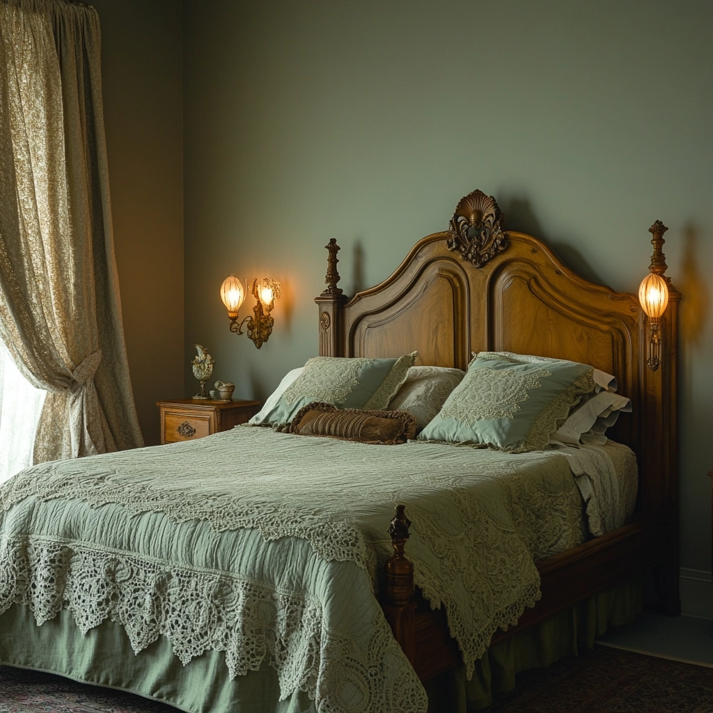 sage green gray and beige bedroom 15