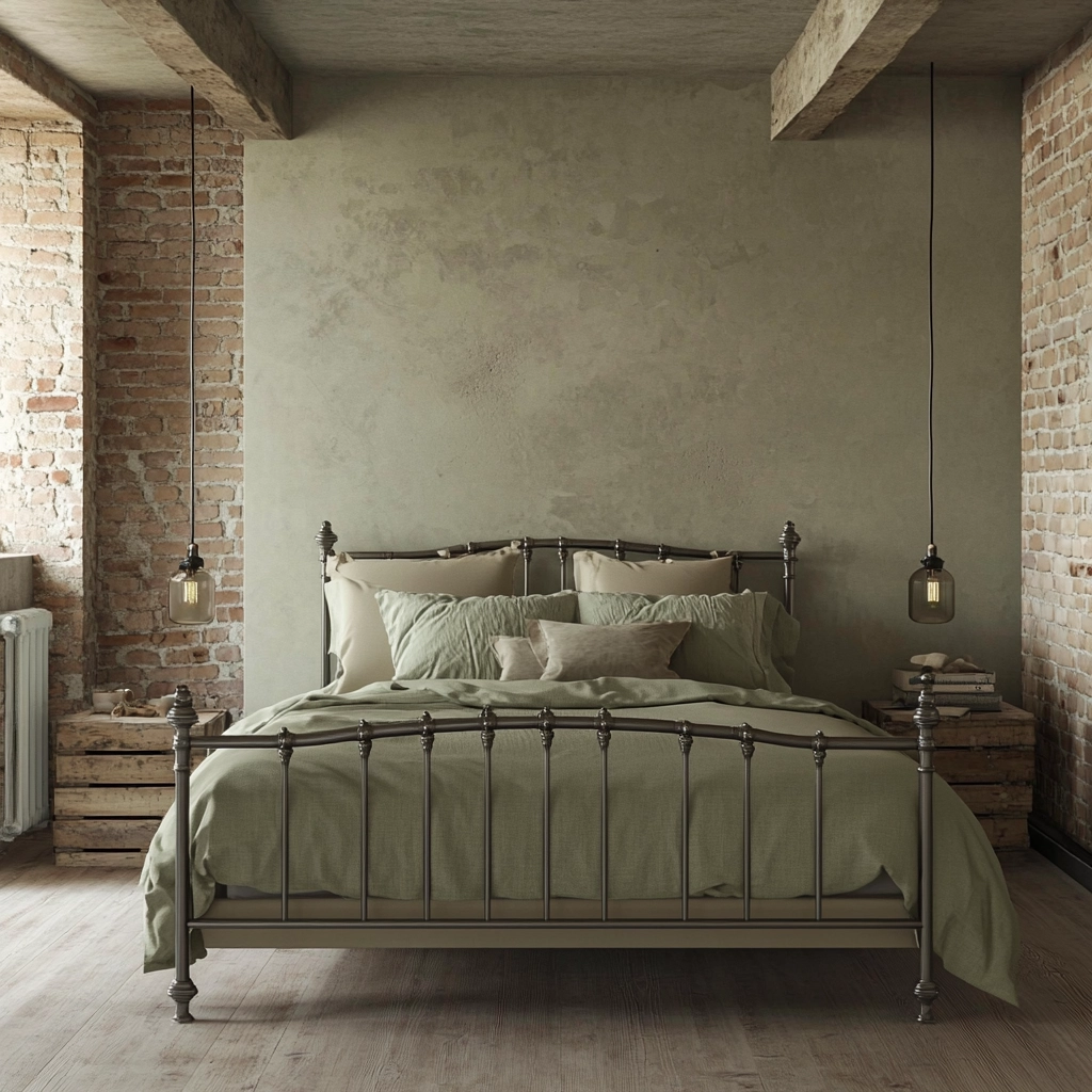 sage green gray and beige bedroom 18