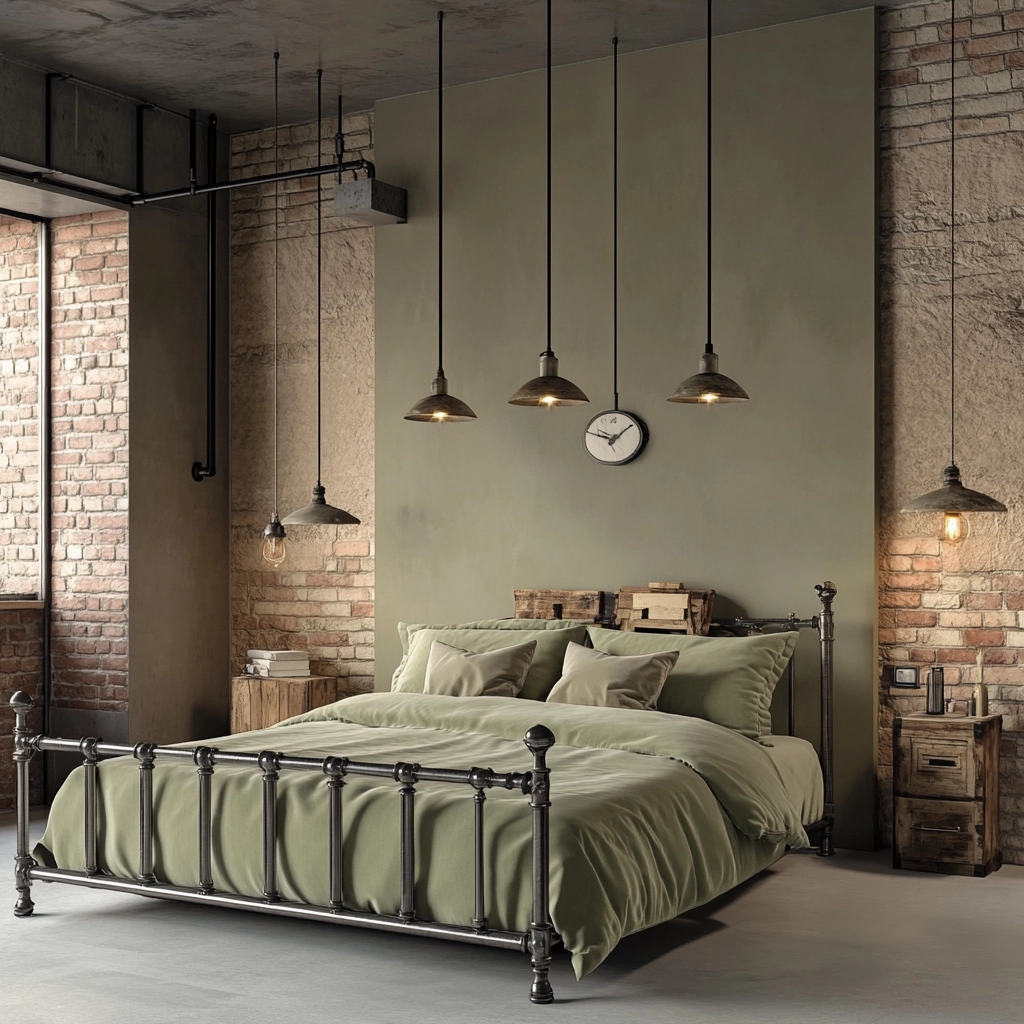 sage green gray and beige bedroom 19