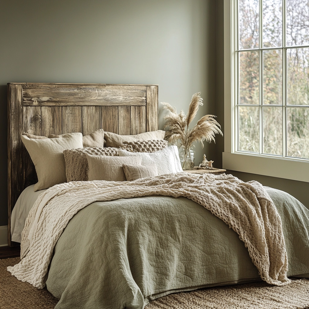 sage green gray and beige bedroom 21