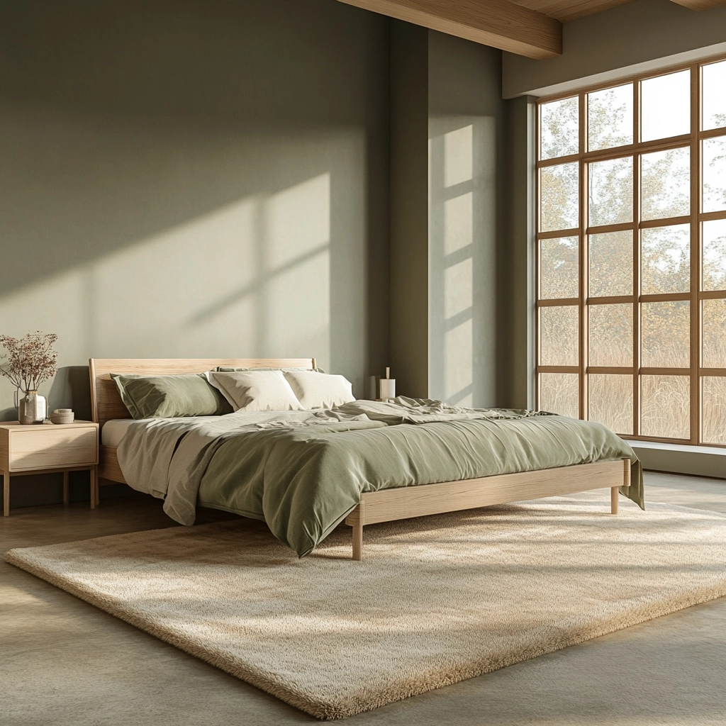 sage green gray and beige bedroom 3