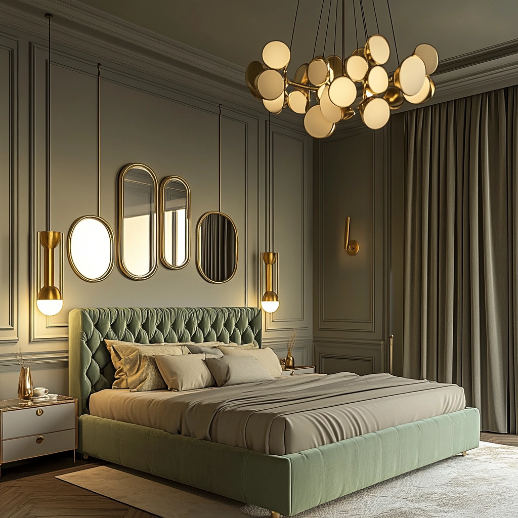sage green gray and beige bedroom 37