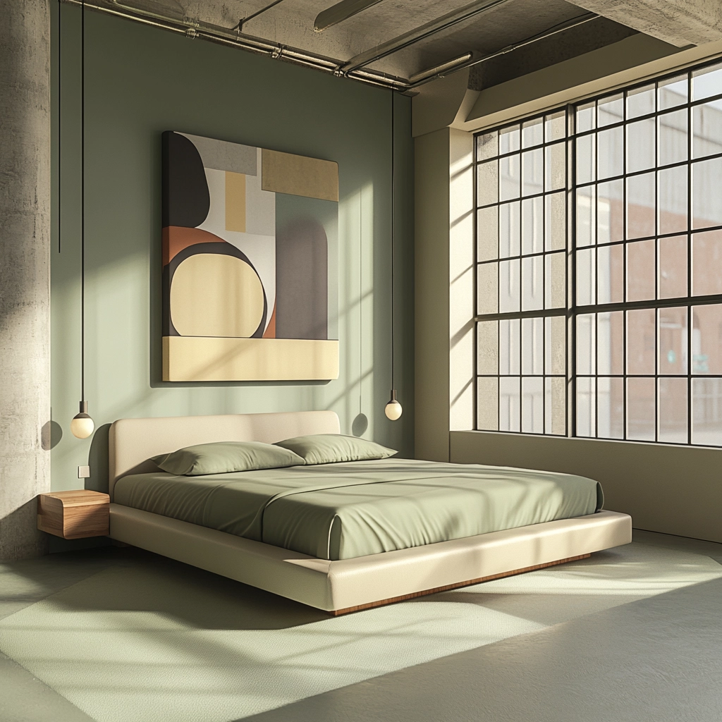 sage green gray and beige bedroom 41