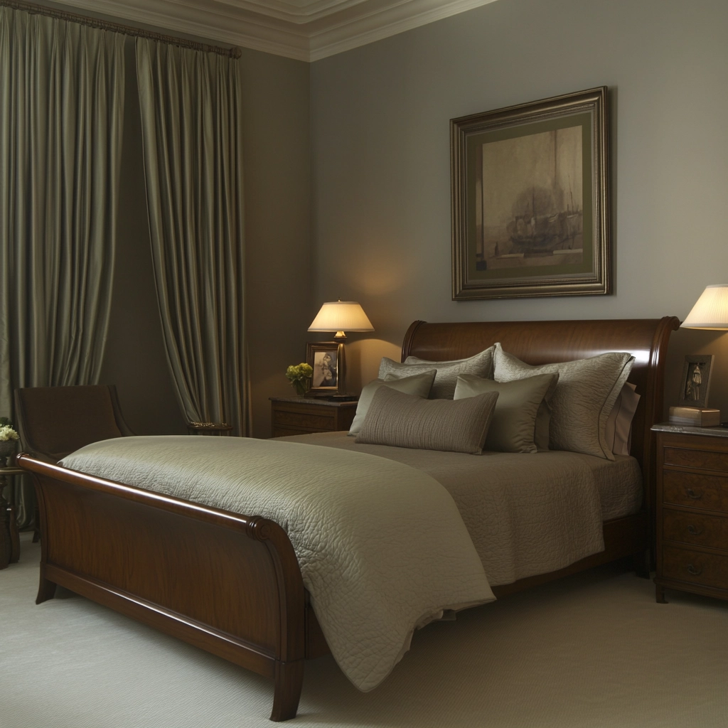 sage green gray and beige bedroom 46