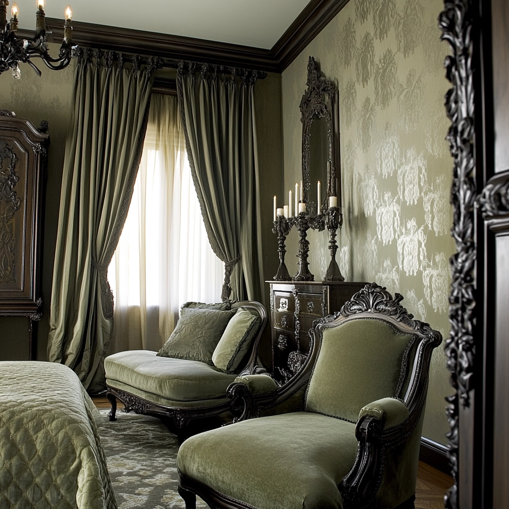 sage green gray and beige bedroom 49