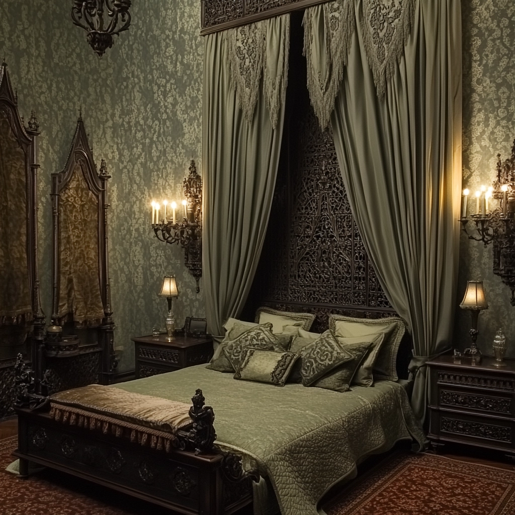 sage green gray and beige bedroom 50