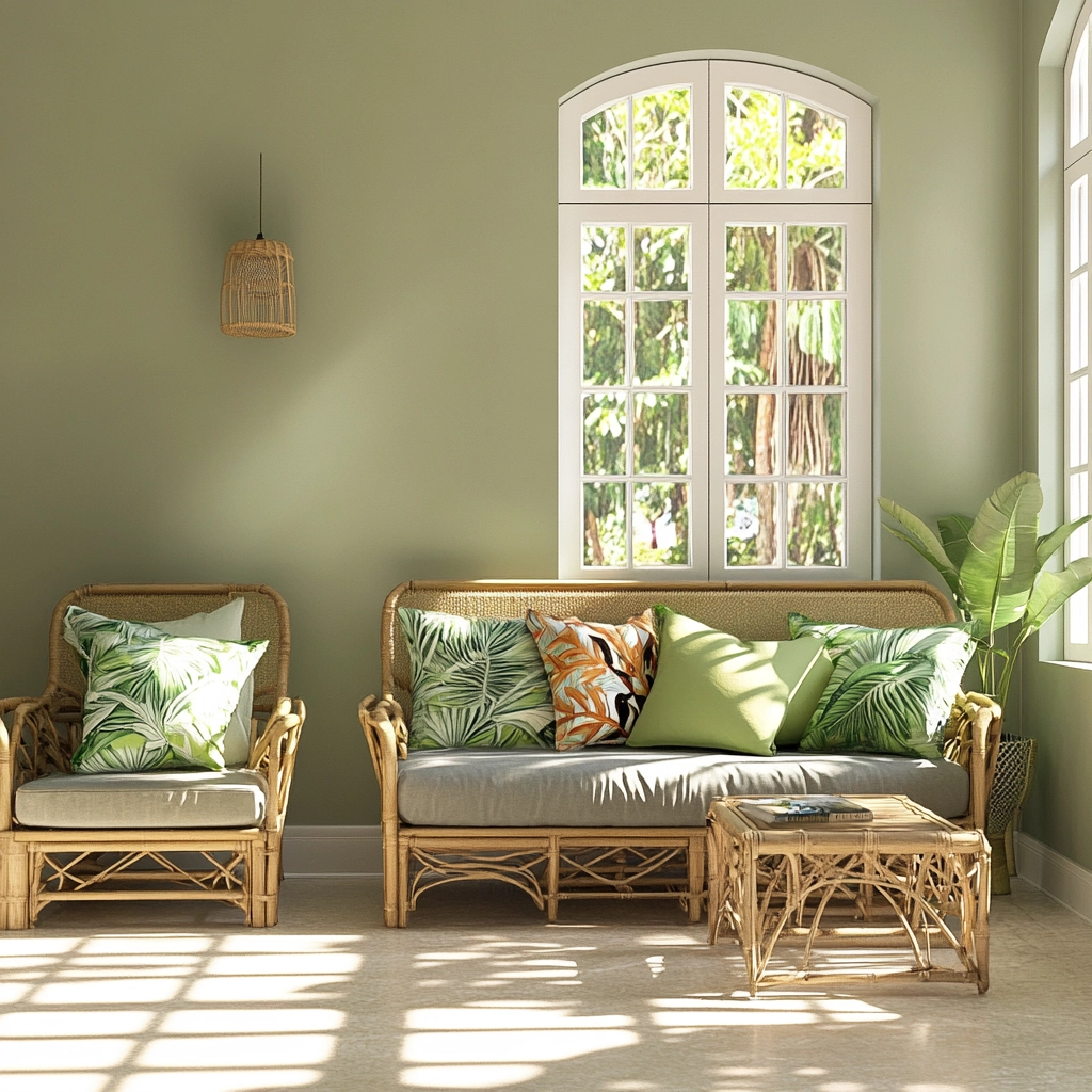 sage green gray and beige bedroom 55