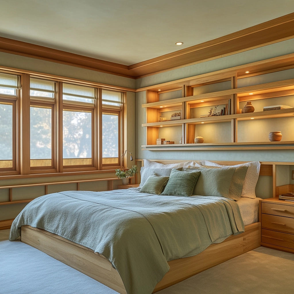 sage green gray and beige bedroom 70