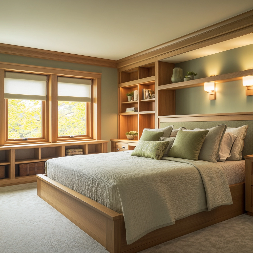 sage green gray and beige bedroom 72