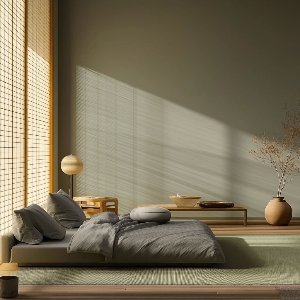 sage green gray and beige bedroom 74