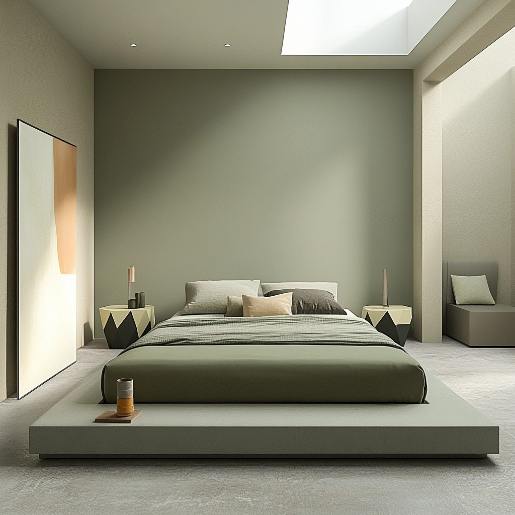 sage green gray and beige bedroom 9