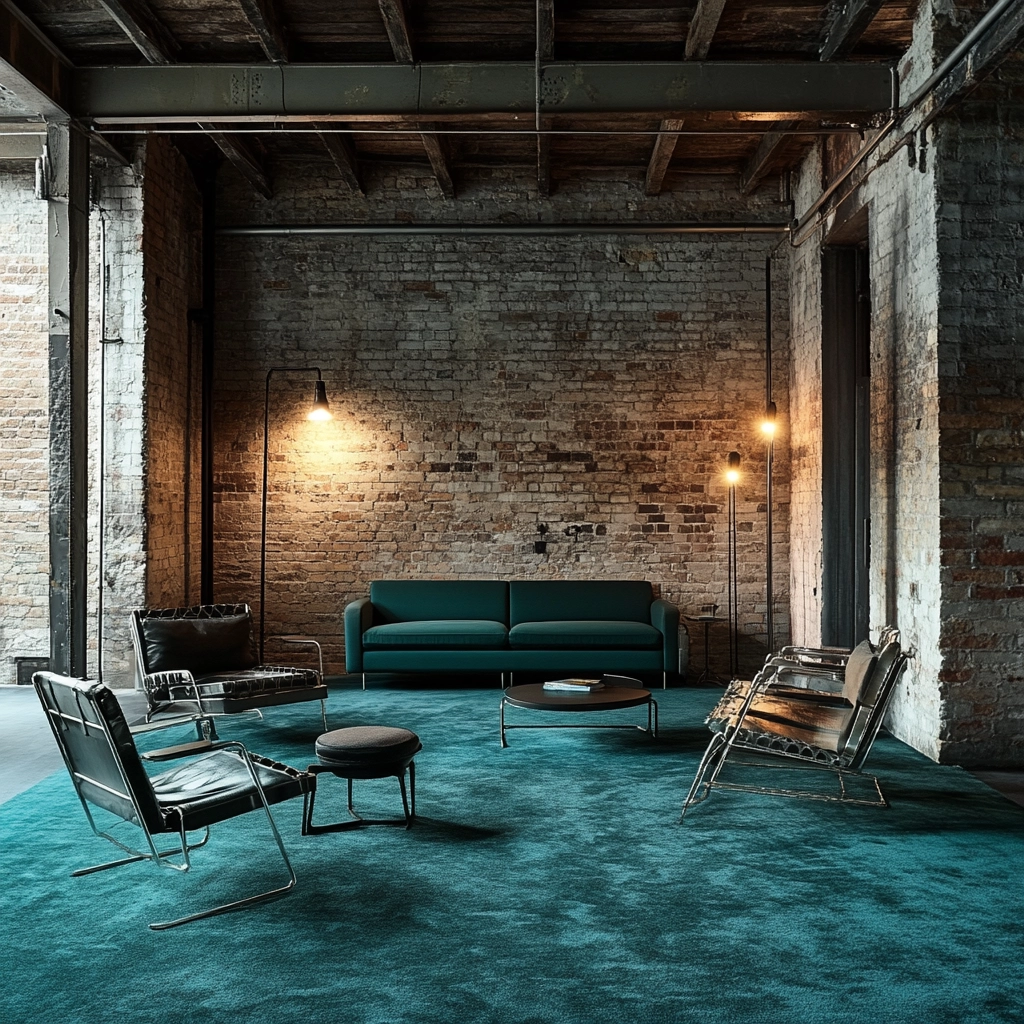 teal carpet living room 18