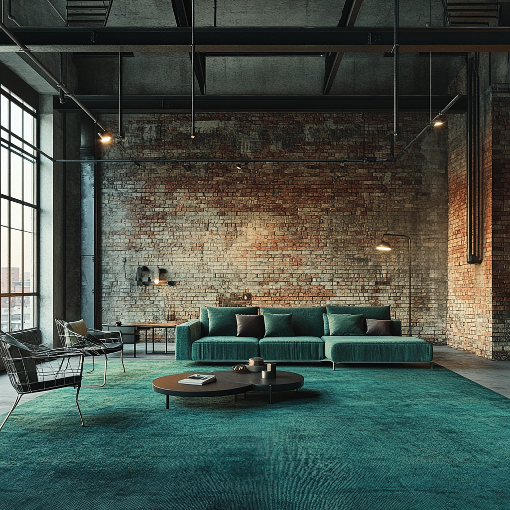 teal carpet living room 19