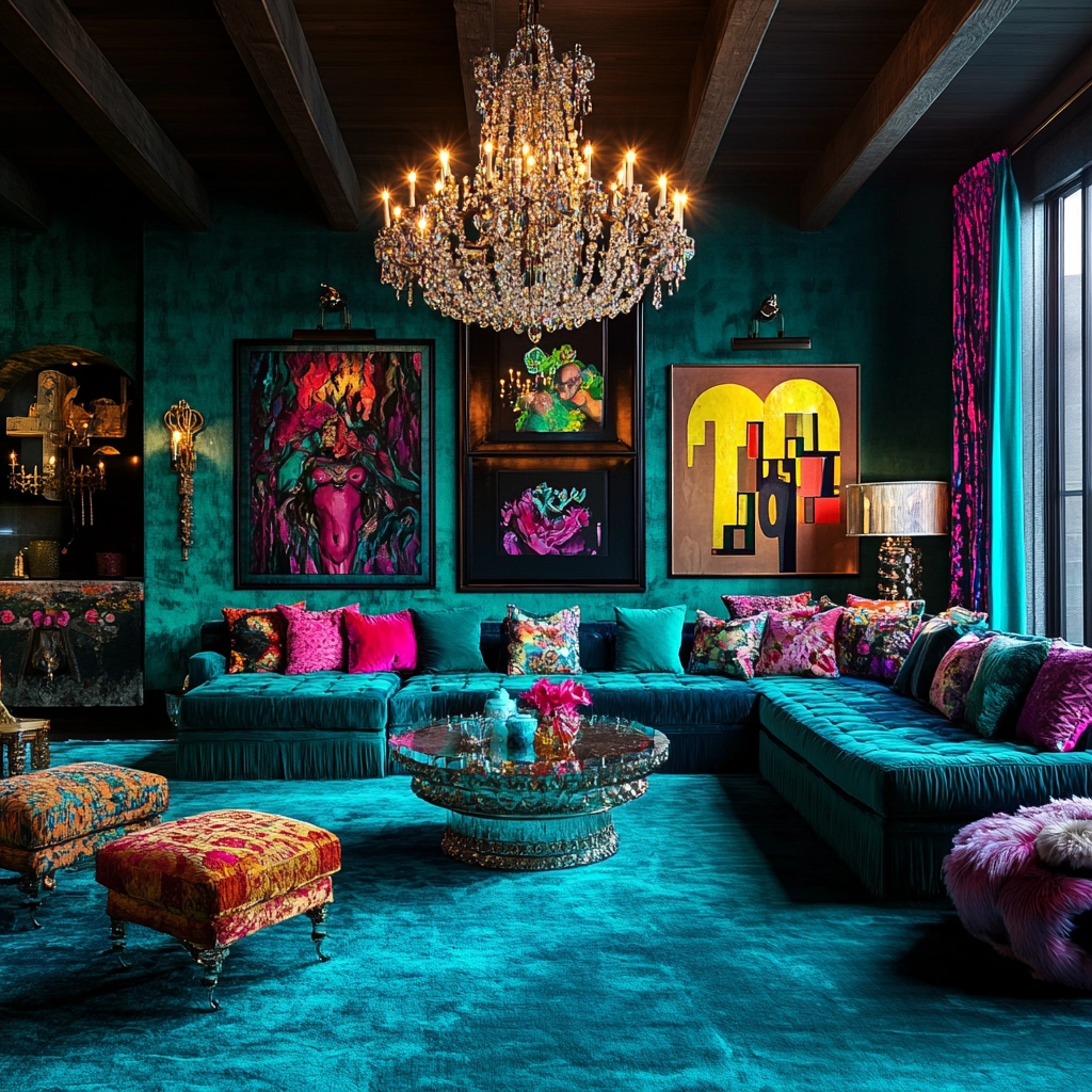 teal carpet living room 26