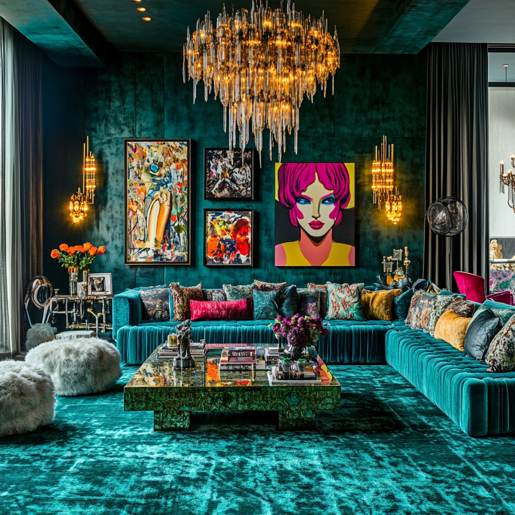 teal carpet living room 27