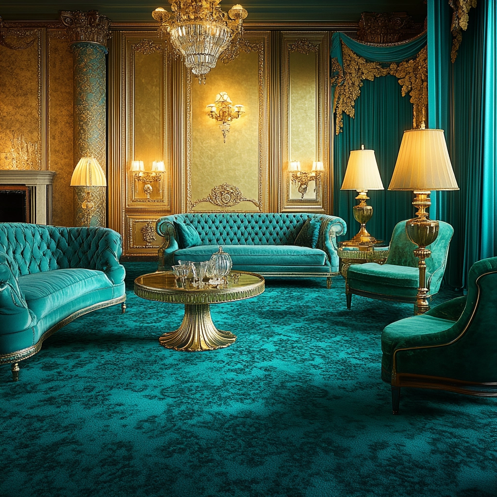 teal carpet living room 34