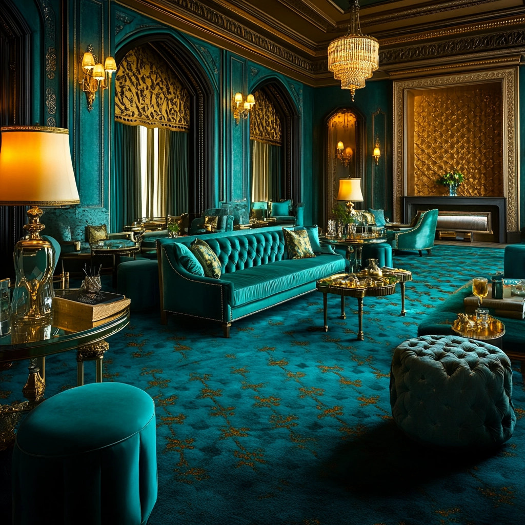 teal carpet living room 35