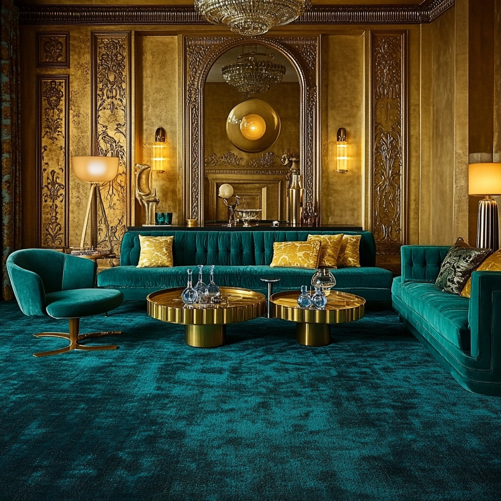 teal carpet living room 36