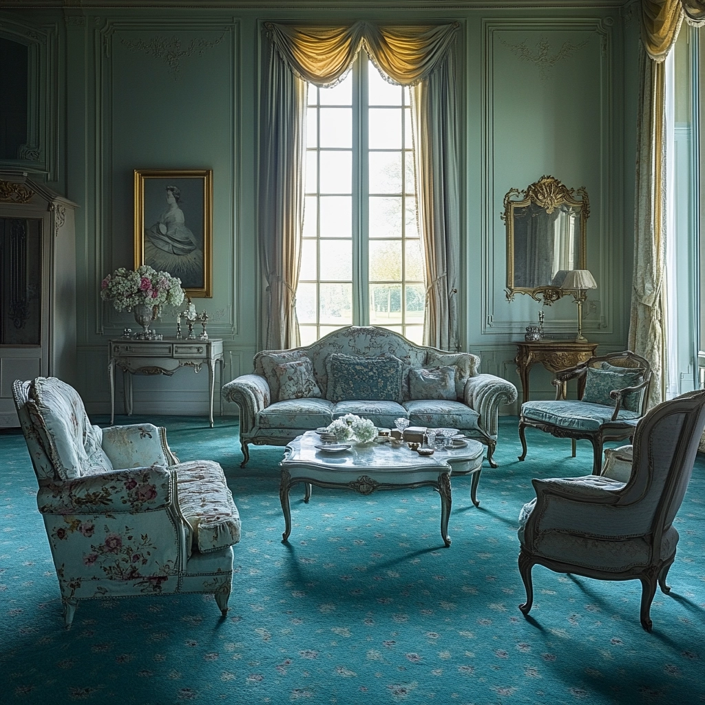 teal carpet living room 39