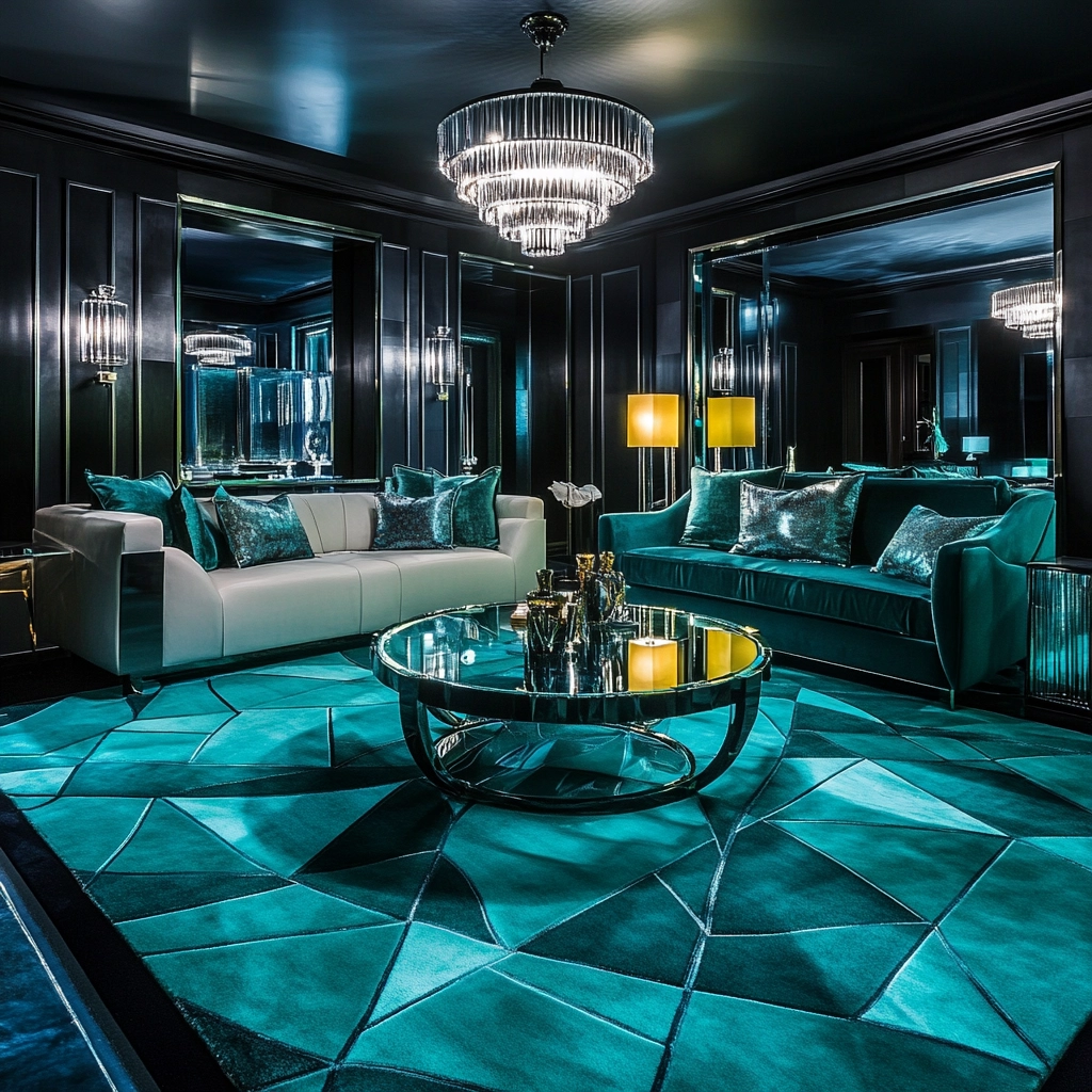 teal carpet living room 41