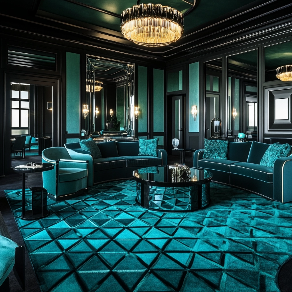 teal carpet living room 42