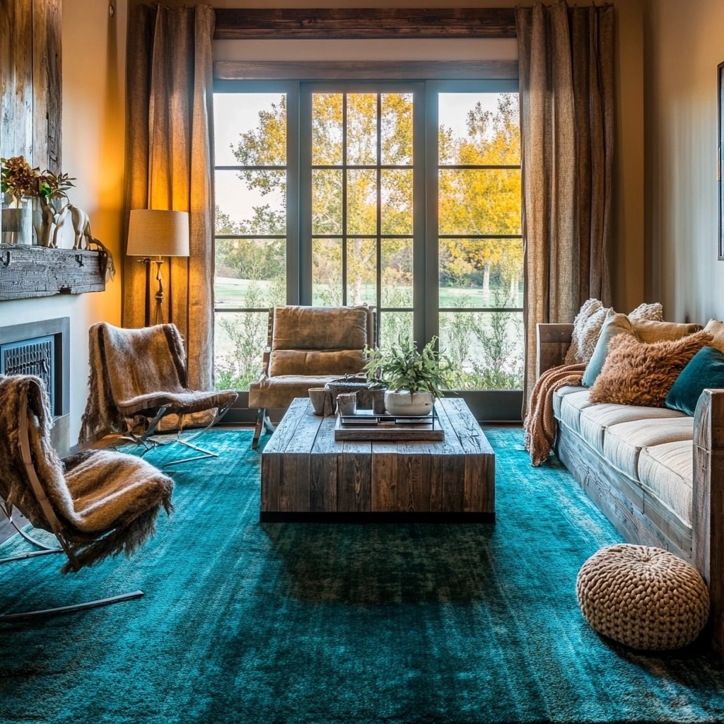 teal carpet living room 45
