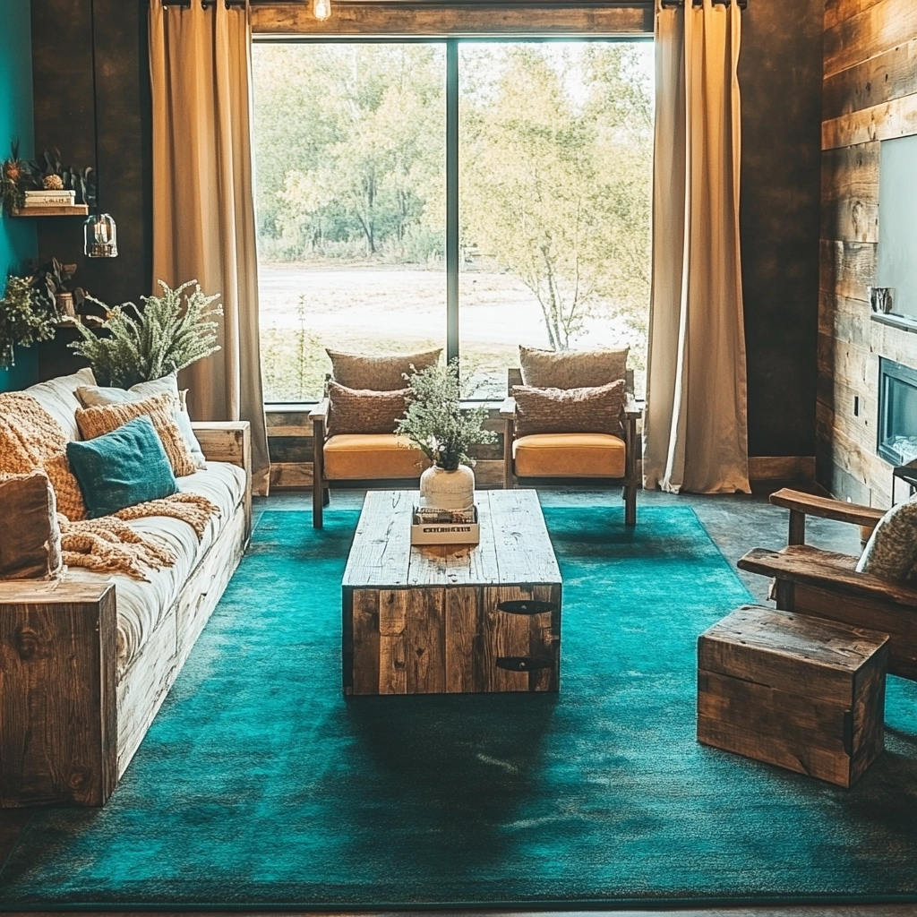 teal carpet living room 46