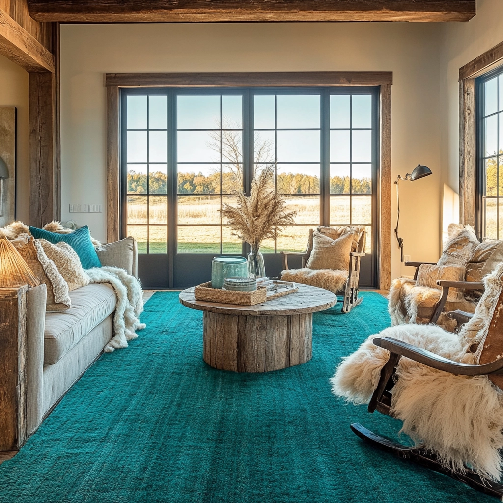 teal carpet living room 47