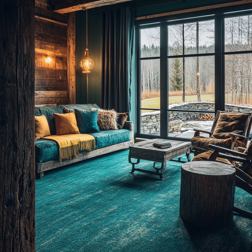 teal carpet living room 48
