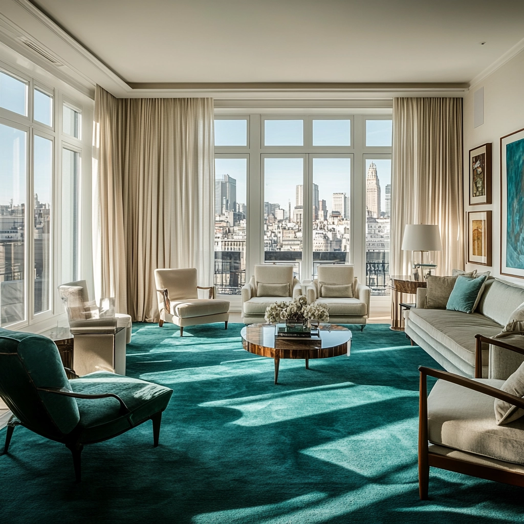 teal carpet living room 49