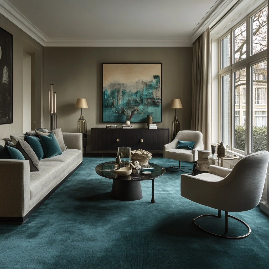 teal carpet living room 50