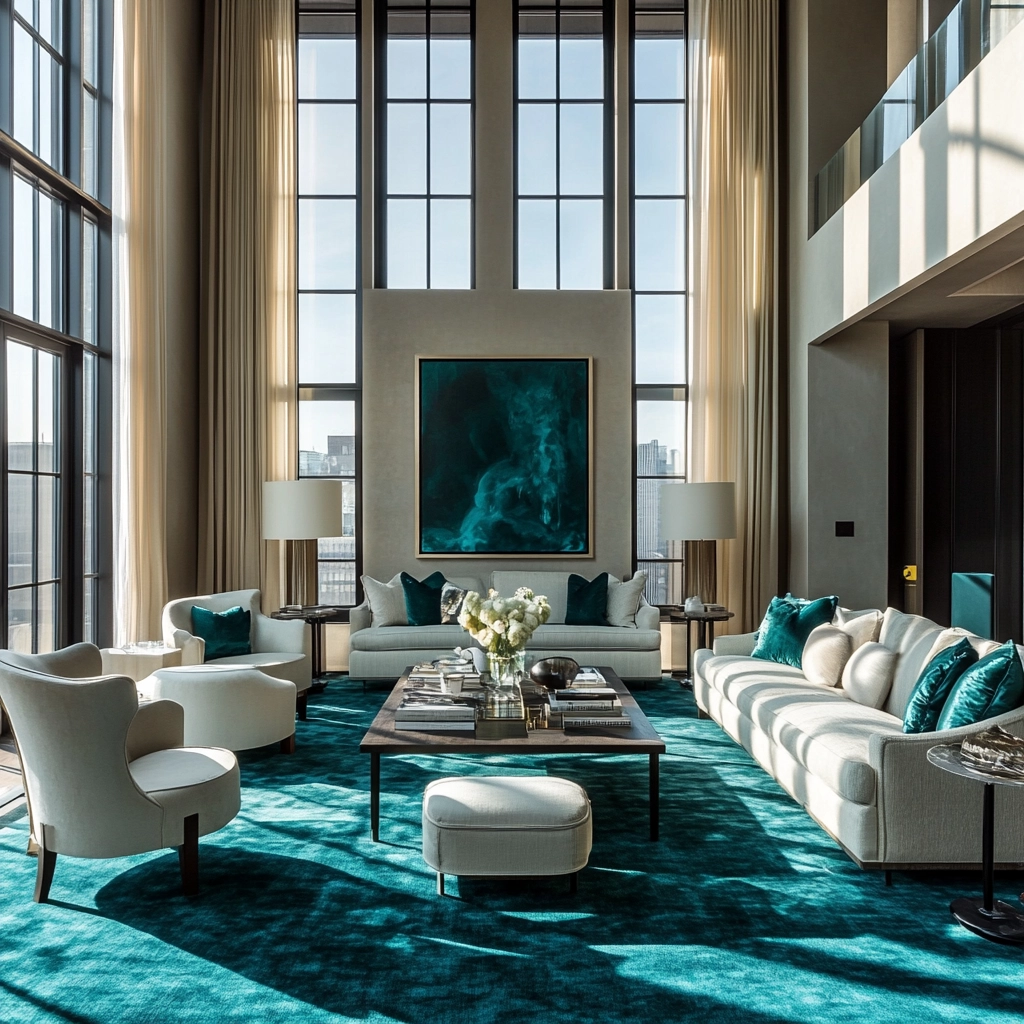 teal carpet living room 51