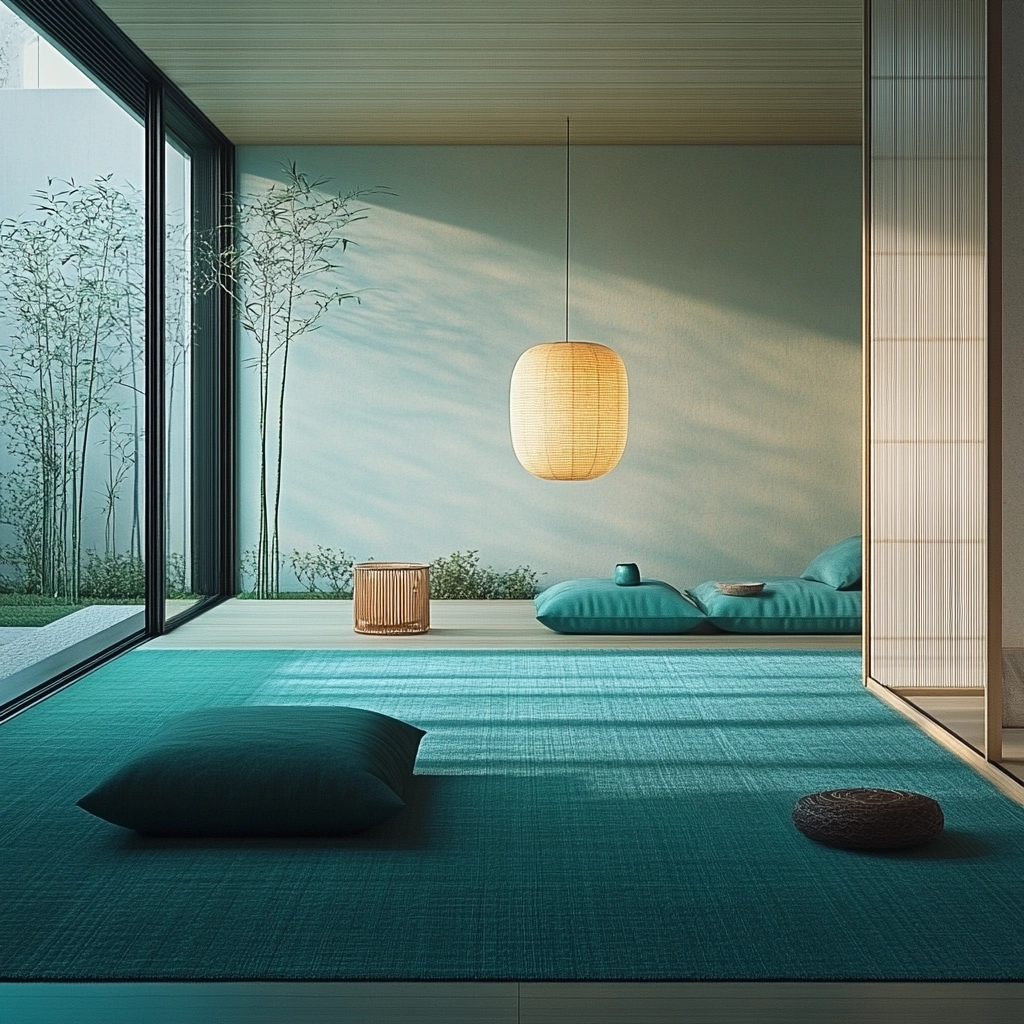 teal carpet living room 58