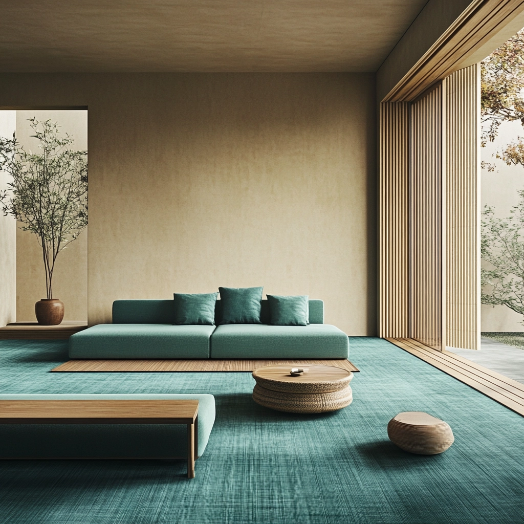 teal carpet living room 59