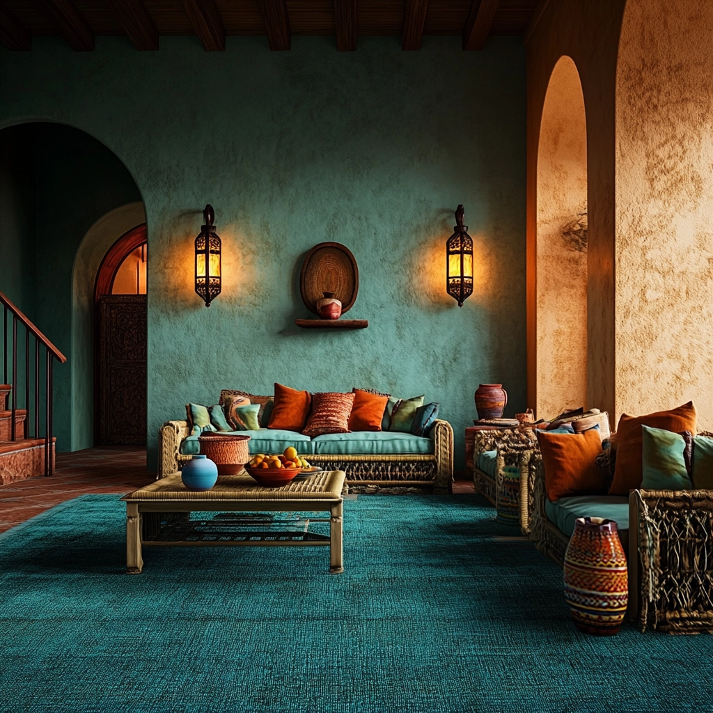 teal carpet living room 61