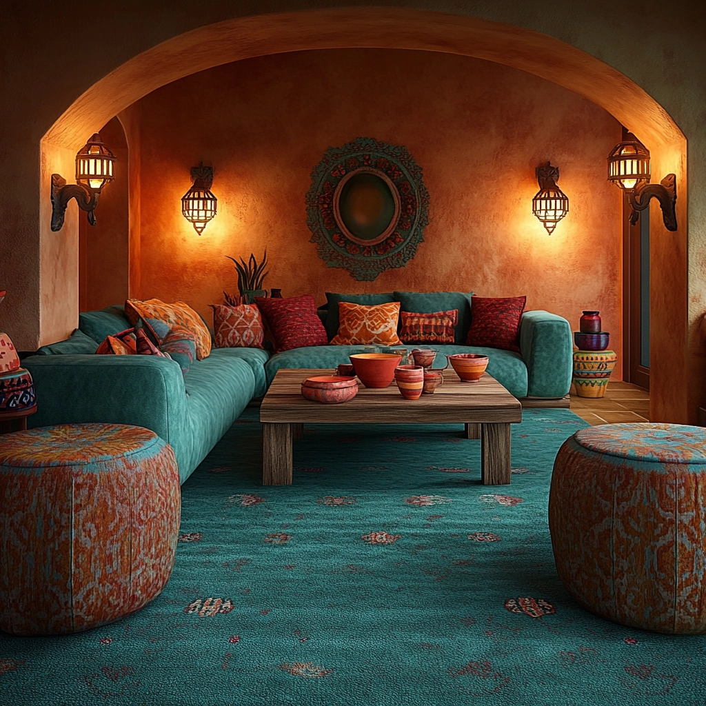 teal carpet living room 62