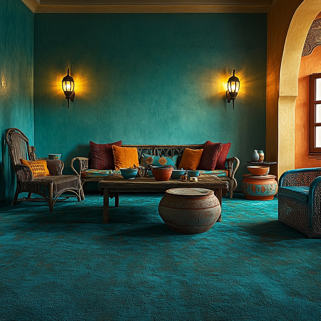 teal carpet living room 63