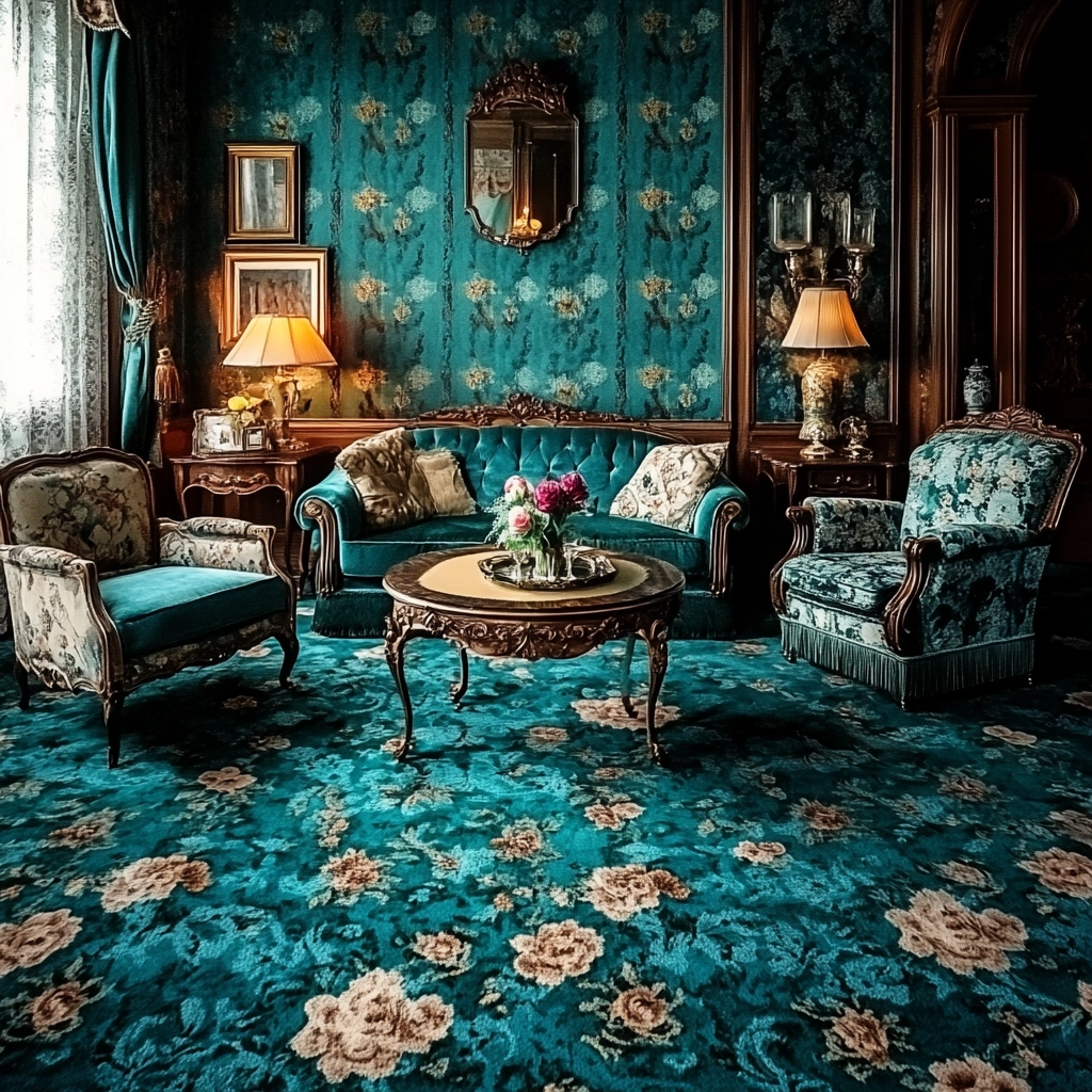 teal carpet living room 79