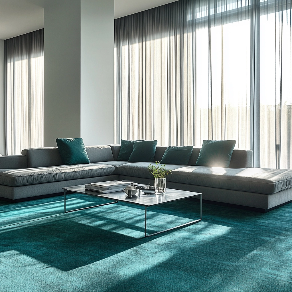teal carpet living room 8