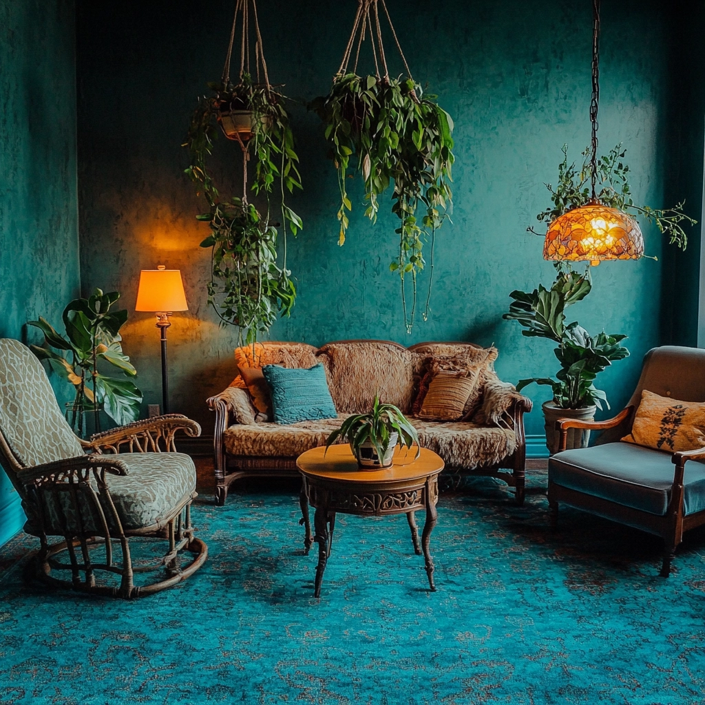 teal carpet living room 9