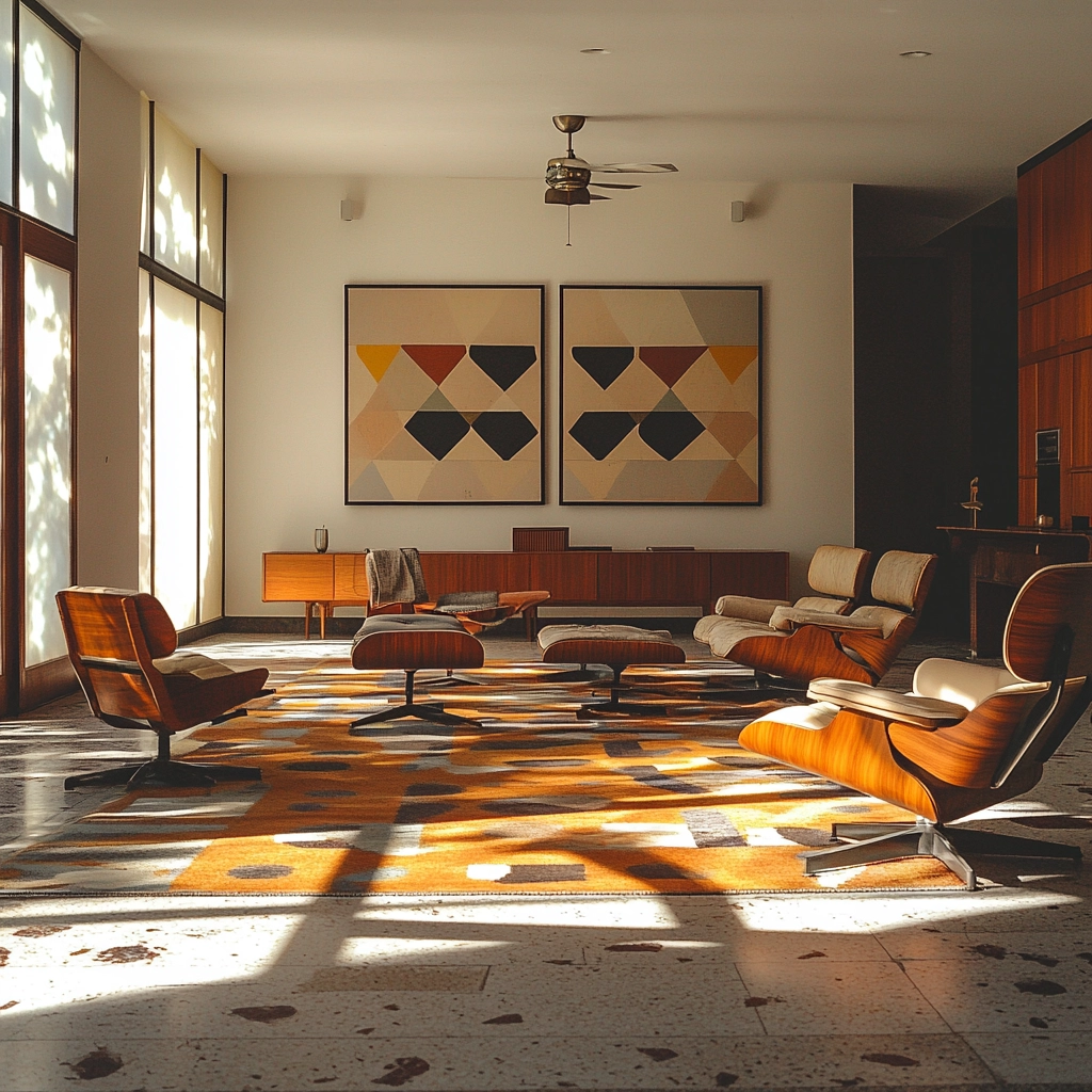 vintage carpet living room 11