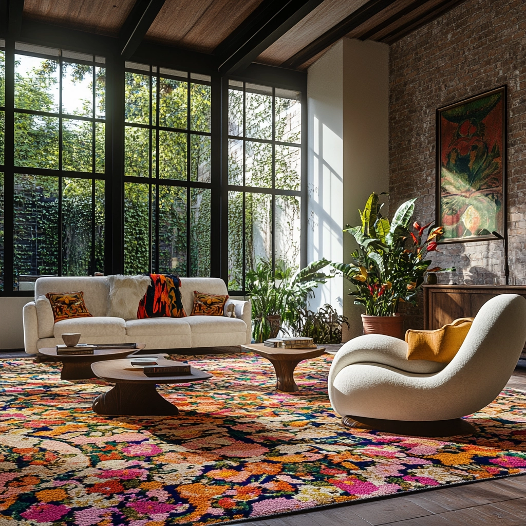 vintage carpet living room 14