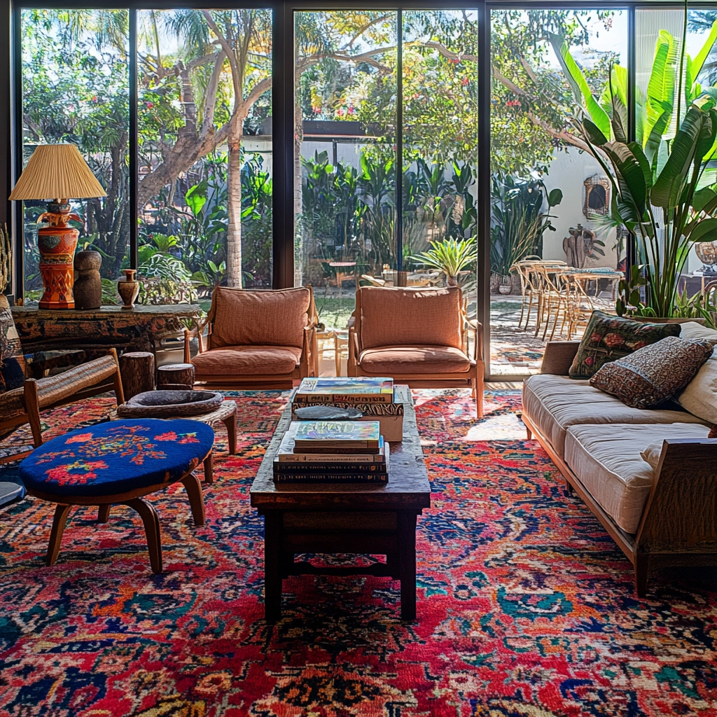 vintage carpet living room 15