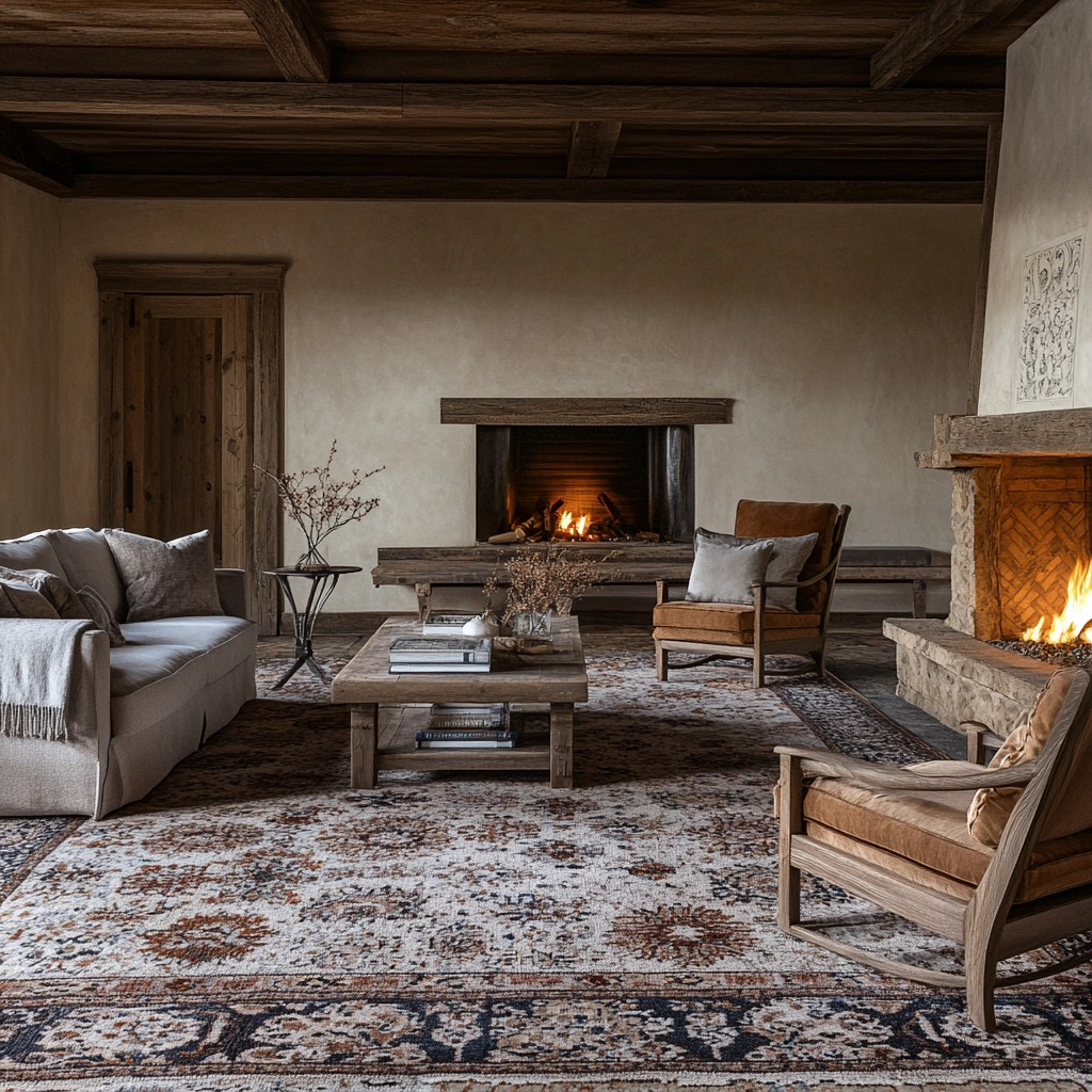 vintage carpet living room 18